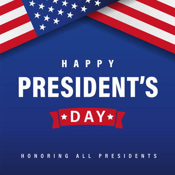 Happy Presidents Day banner with flag and ribbon.Vector illustration