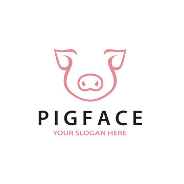 illustration of pig face isolated on white background