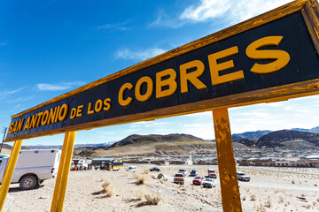 Sign of San Antonio de los Cobres, Salta, Argentina, South America