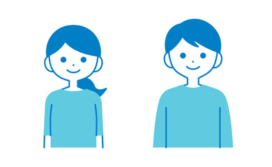 正面を向いている女性と男性