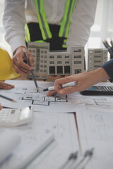 Construction and structure concept of Engineer or architect meeting for project working with...