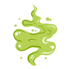 Fart and smell gas. Stinky cloud effect. Toxic cartoon breath. Scent funny smoke. Comic green wind isolated on white