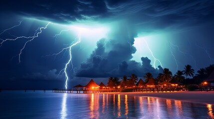 Lightning storm in maldives
