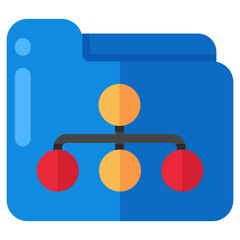 A flat design icon of folder network 