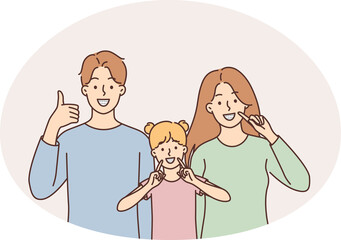 Happy people with braces on their teeth. A group of people of different gender and age demonstrate braces for straightening teeth. The concept of dental care.