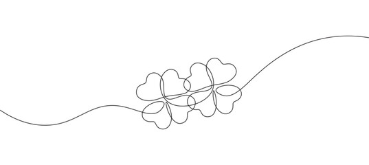 Obraz premium one continuous line drawing of clover leaf vector eps 10. st patrick's day concept