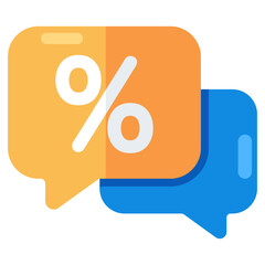Editable design icon of discount chat