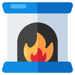 A flat design icon of fireplace