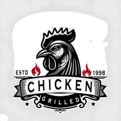 illustration  design logo vintage grill chicken
