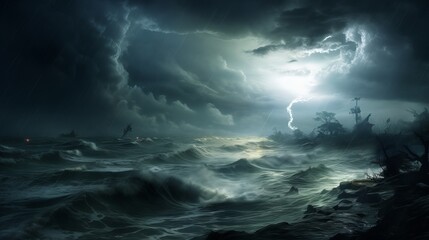 Fototapeta premium Mysterious scene with a hurricane