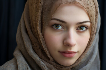 Fototapeta premium Generative AI technology conceptual picture Young confident arabian asian muslim woman in abaya hijab