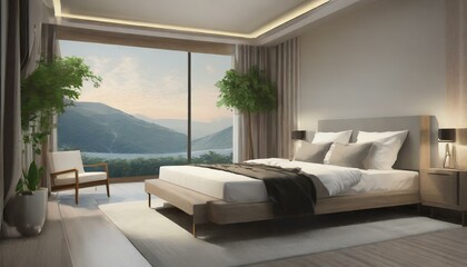 Serenity in Pixels: 3D Rendering of a Modern Bedroom Interior and Decor"
