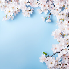Fototapeta na wymiar Cherry blossom, close up with soft pink bokeh background.