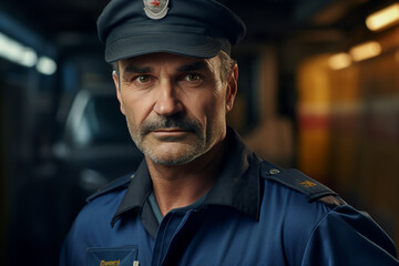 Export postal worker standing workplace delivery center Generative AI picture