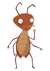 Dirt cockroach. Funny brown beetle. Adorable parasit, wildlife sticker. Cartoon insect pest  illustration