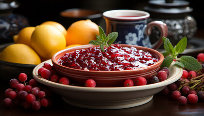 Freshness and nature in a bowl of berries generated by AI