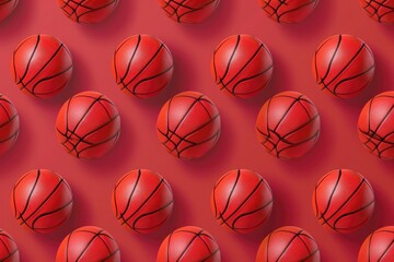 Basketball seamless pattern isolated on Medium carmine colour
