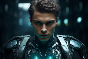 Fototapeta premium Ai generated illustration science fiction image of future smart innovation cyborg futuristic cyberpunk