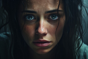 Fototapeta premium Mental health disorder conceptual Generative AI technology portrait picture people have psychic problems