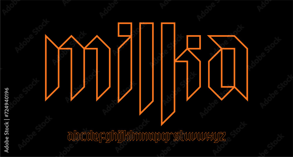 Fototapete mika font vector display line outline cyber sharp