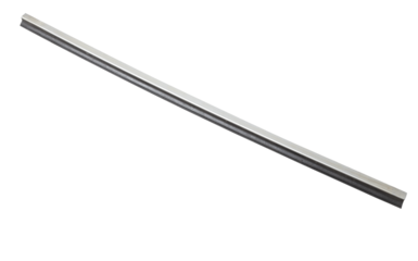 Metal molding for side door glass in car windows - tuning element for sale in a car service on a white isolated background in a photo studio.