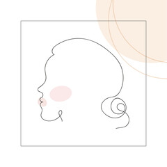 illustration of a head, poster woman, one line art,  woman´s abstract poster, images, template, vector, illustration, face, people