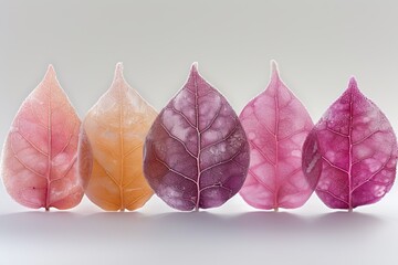 colorful leaves with ice and snow textures