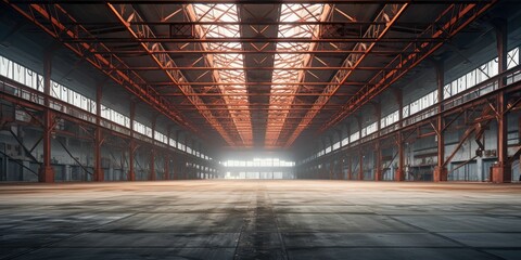 empty steel structure workshop background