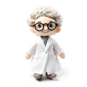 doll toy girl woman doctor nurse in a white coat. felt toy . cute character.