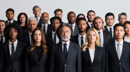 A group of people of different ethnicities wearing suits and ties