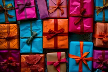 An Array of Vividly Wrapped Presents
