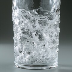 Transparent glass vase with a wavy water surface
