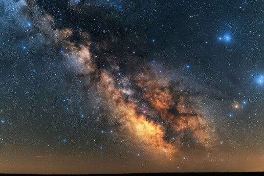 Amazing view of the night sky showing the Milky Way and various constellations.