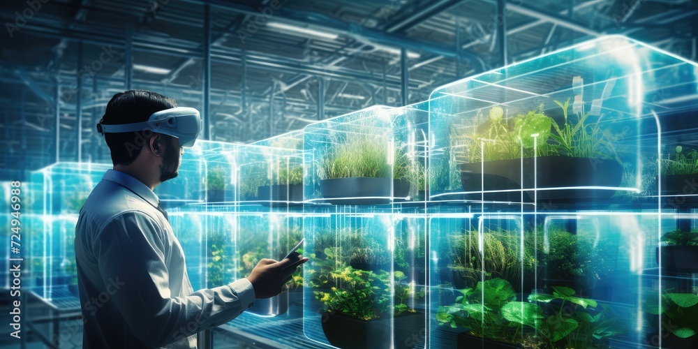 Wall mural futuristic technology in smart agriculture farming for growth yield by using ai artificial intellige - Wall murals
