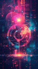Obraz premium A digital representation of the Earth surrounded by a glowing grid of data.