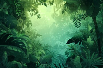 Lush Jungle Foliage Background: Illustration of Dense Tropical Greenery