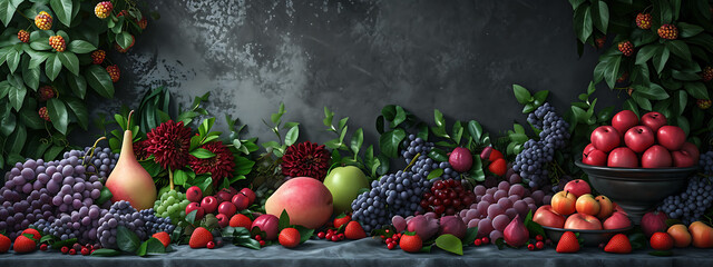 Fototapeta na wymiar stage and fruits backdrop stock photo 3dfxfxz foto in