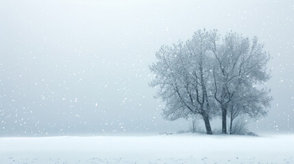 A serene and contemplative moment amidst the chaos of a snowstorm