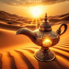 Magic lamp in the desert generative AI
