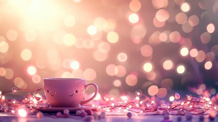 A cup of tea on bokeh background