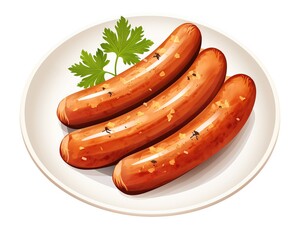 Savory bratwurst sausage isolated on white, perfect for your design work. generative AI