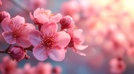 Fototapeta na wymiar Sakura flowers cherry blossom on blur background.