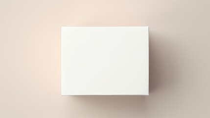 Blank white box mockup on beige background.