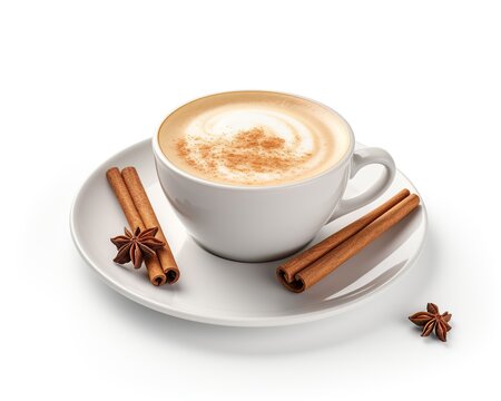 Rich chai latte isolated on white for your creative projects. generative AI