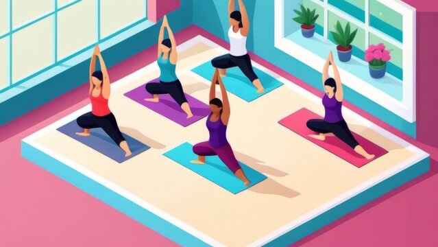 women doing yoga isometric ai generated