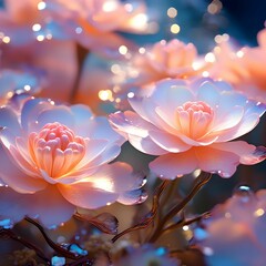 "AI-designed lotus flower: a fresh, glassy marvel, embodying a fantastical fusion of technology and nature in a captivating and innovative design."