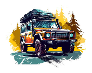 Land Rover Defender Watercolor Clipart, Ai generative