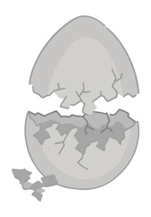 Cracked egg clipart. Broken chicken egg shell doodle. Vector illustration in cartoon style isolated on white.