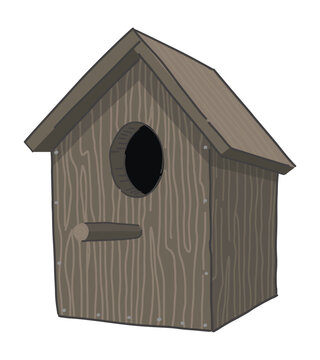 recommend clip art: Wooden bird house clipart. Spring time doodle. Vector illustration in cartoon style isolated on white.