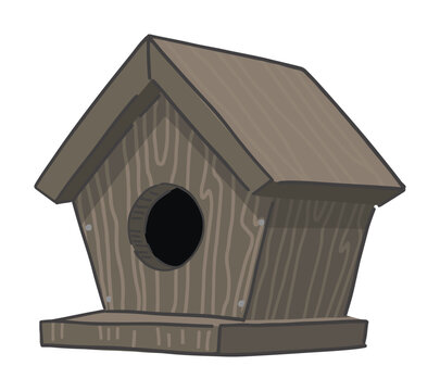 recommend clip art: Wooden bird house clipart. Spring time doodle. Vector illustration in cartoon style isolated on white.